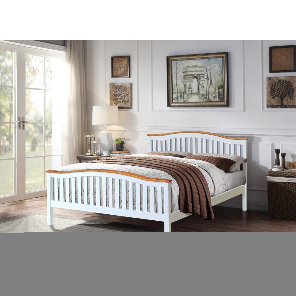 (White, With Harper Mattress) 5ft Solid Wooden Curved Bed in Grey or White