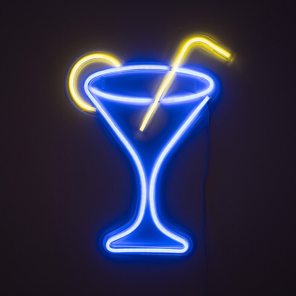 Cocktail Glass Neon White Light Decoration