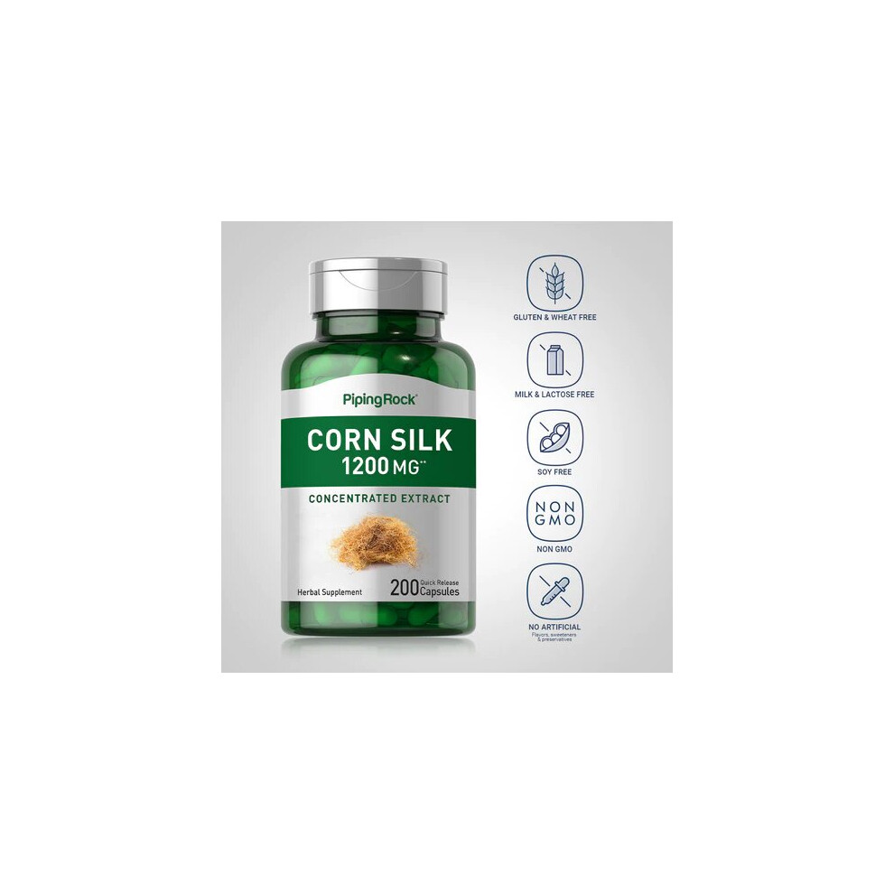 Piping Rock Corn Silk, 1200 Mg, 200 Quick Release Capsules