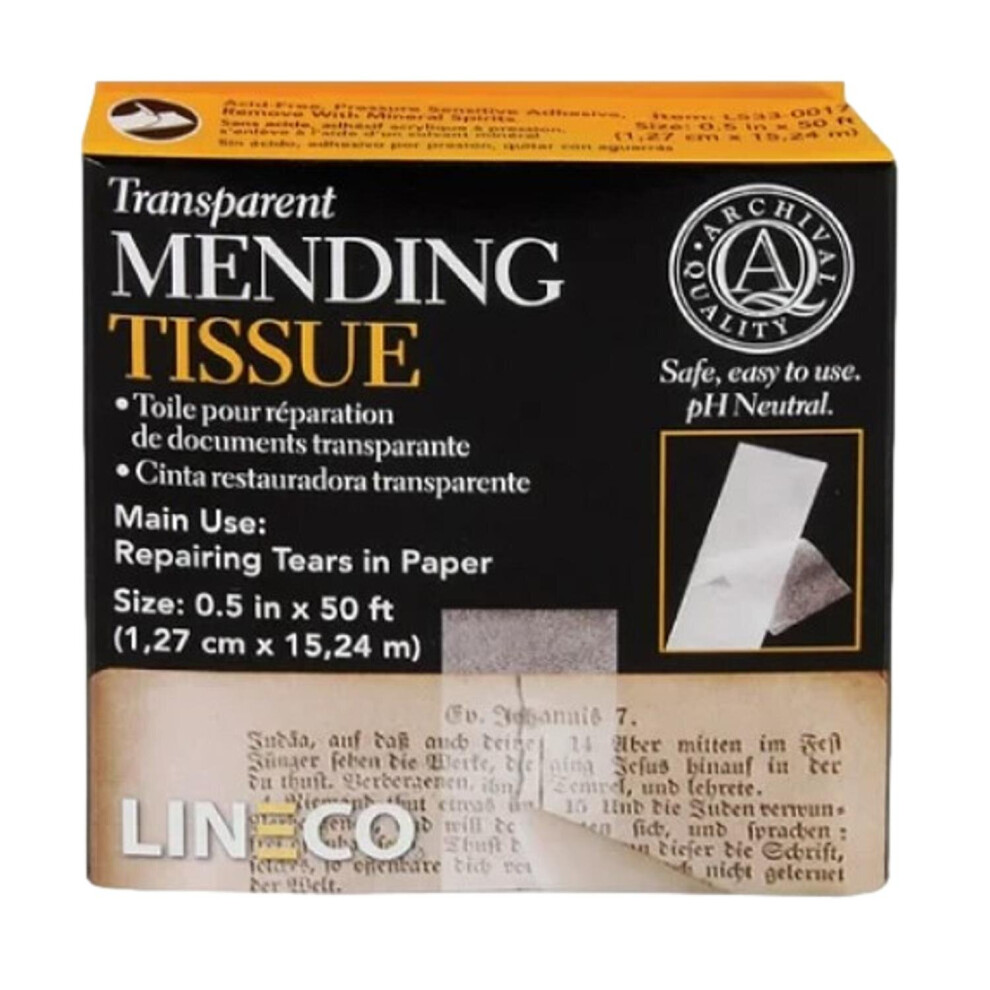 Lineco Book Mending Tissue Transparent Self Adhesive 12Mm X 3.65M