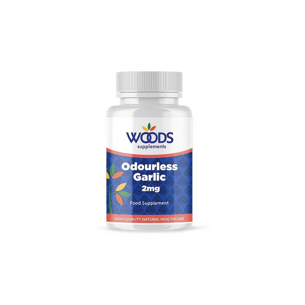 (180 Capsules) Woods Supplements Odourless Garlic 2mg