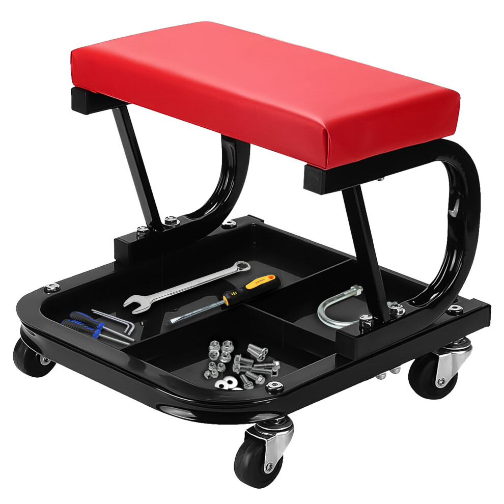 Trolley Seat Mechanics Padded Creeper Car Garage Work Stool Swivel Wheels Chair