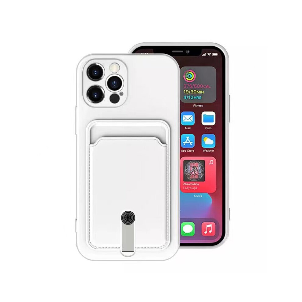 Silicone Card Holder Protection Case Compatible With Iphone 15 Pro Max In White 9145584623168