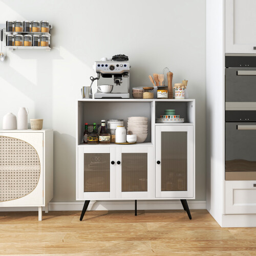 Costway Industrial Sideboard Cabinet Kitchen Cupboard with Adjustable Shelves 2