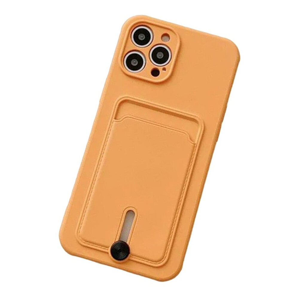 Silicone Card Holder Protection Case Compatible With Iphone 15 Pro Max In Orange 9145584623182