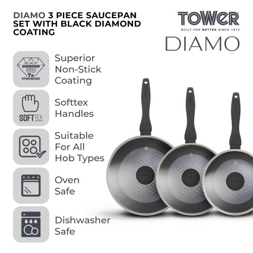 Tower 3 Piece Saucepans 18/20/22cm 2