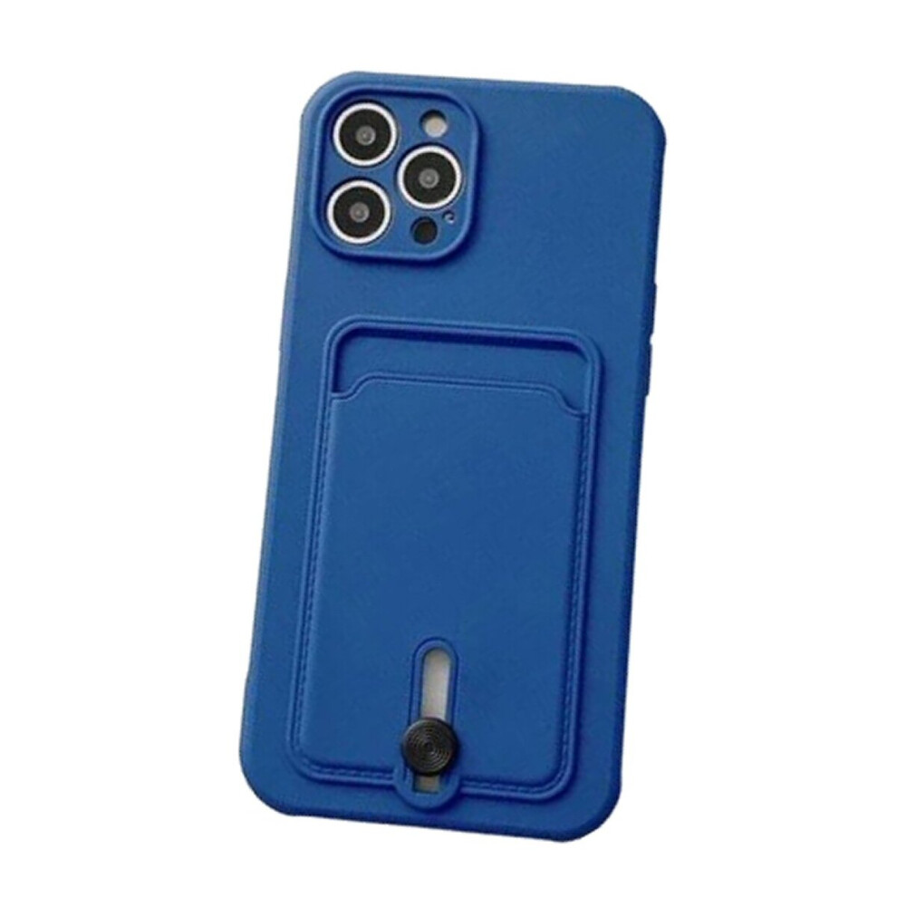 Silicone Card Holder Protection Case Compatible With Iphone 15 Pro Max In Navy Blue 9145584623151
