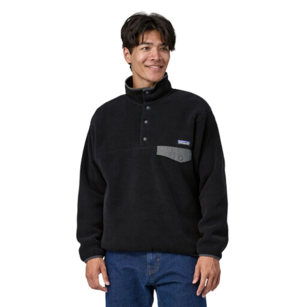 (Patagonia Men's Synchilla Snap-T Fleece Pullover (Black/Forge Grey) - M) Patagonia Men's Synchilla Snap-T Fleece Pullover (Black/Forge Grey)