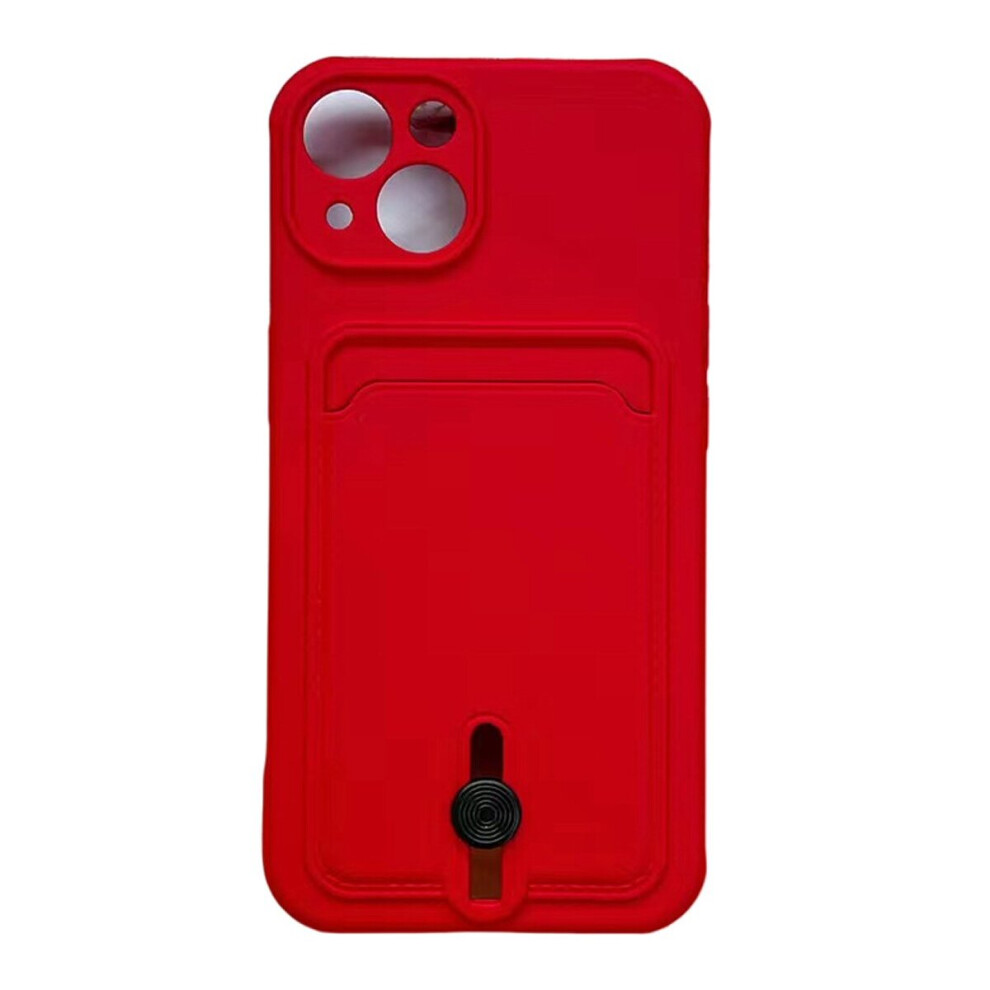 Silicone Card Holder Protection Case Compatible With Iphone 15 Plus In Red 9145584623090