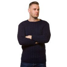 (Black, XL) Malay New Mens Chunky Cable Knit Pullover Jumper Thick Worm Winter Sweater