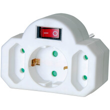 Steckersplitter Ein / Aus Schalter 1 x geerdeter Stecker / 2 x Euro Weiß