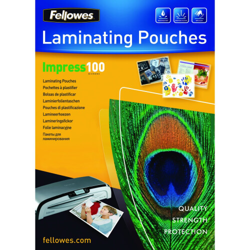 Fellowes Fellowes A3 Glossy 100 Micron Laminating Pouch - 100 pack