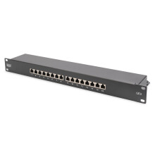 DIGITUS Professional DN-91616S-B Patch panel montável em rack RJ-45 X 16 preto, RAL 9005 1U 19"
