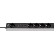 Filtro de energia - BRENNENSTUHL - 5 tomadas - USB Power Delivery - Switch - Cinza/Preto