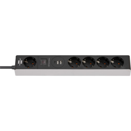 Regleta - BRENNENSTUHL - 5 tomas - USB Power Delivery - Interruptor - Gris/Negro