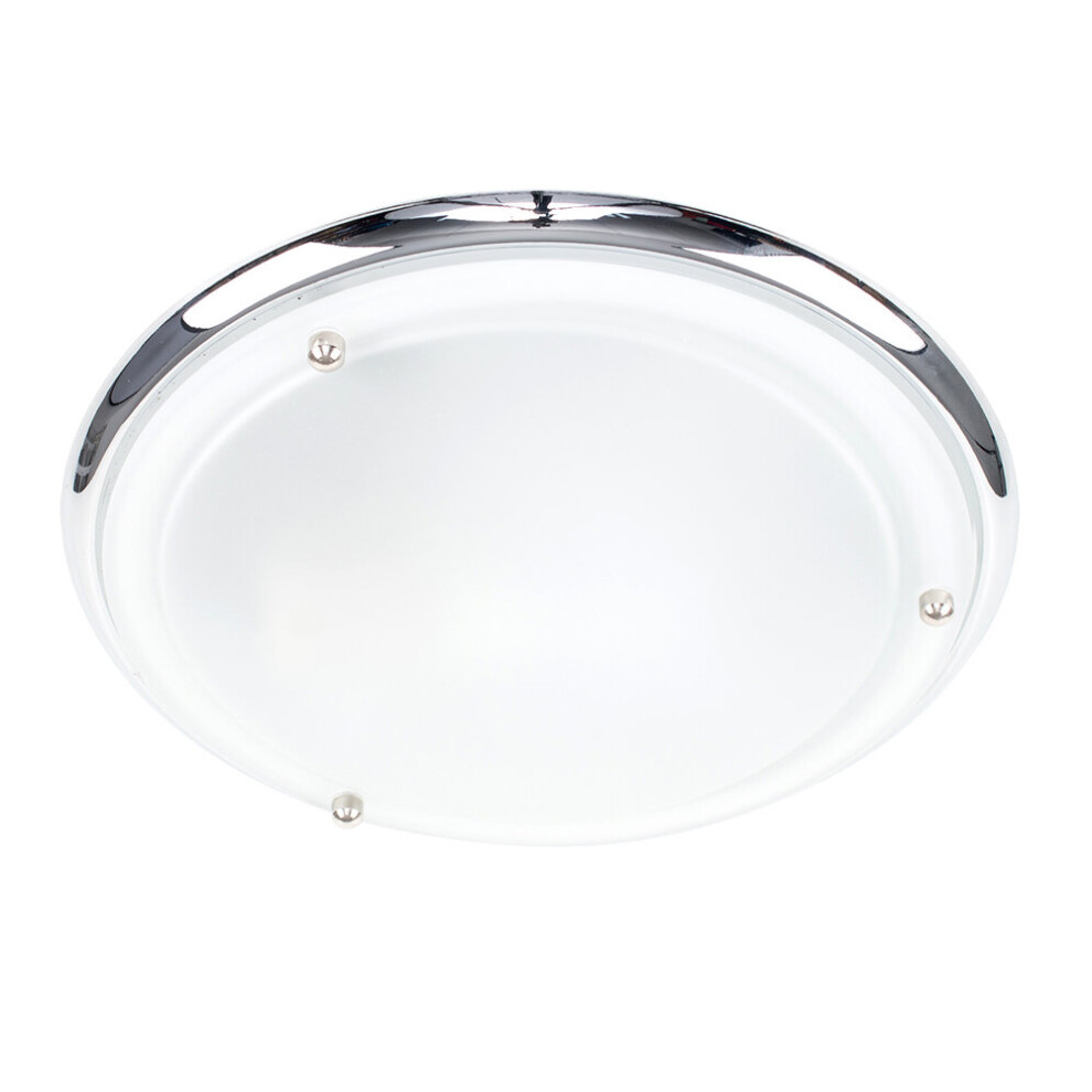 ValueLights Chrome Opal Glass Diffuser IP44 Flush Ceiling Light