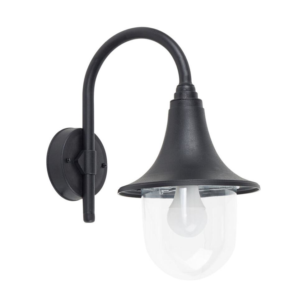 Bramhall Swan Neck Black Outdoor Wall Lantern
