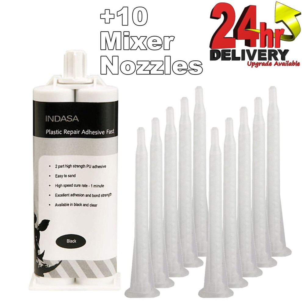 Indasa 2K Plastic Repair Adhesive Fast High Strength 2 Part +Mixer Nozzles 50Ml 5603902472866