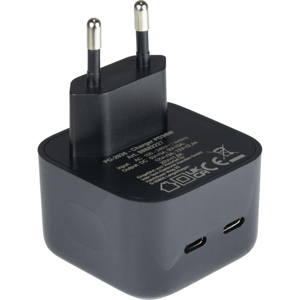 Charger Usb-C 36W Inter-Tech Pd-2036 Black 4260455648240