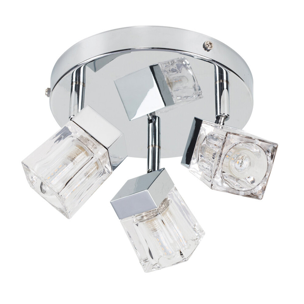 ValueLights Ritz Ice Cube Chrome IP44 3 Way Spotlight Ceiling Light