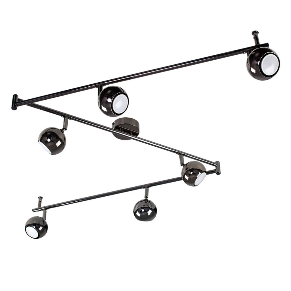 Retro Spotlight 6 Way Black Chrome Ceiling Bar Spotlight