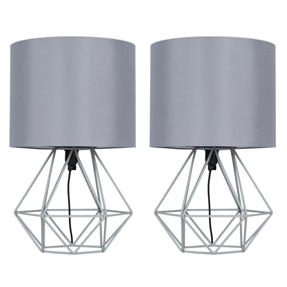 Angus Geometric Pair of Grey Table Lamp