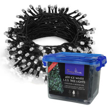 400 Ice White LED 7ft Christmas Tree Fairy Lights 24 Hour Timer Indoor & Outdoor