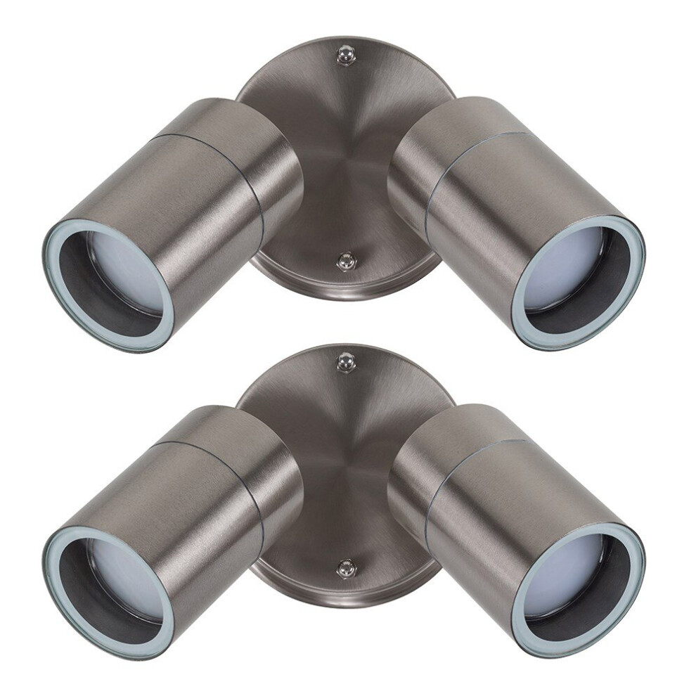Barrow Pair of 2 Way Silver Outdoor Wall Downlight
