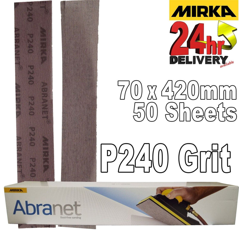 Mirka Abranet 70X420mm P240 Grit 50X Hooknloop Dust Free Sanding Abrasive Strips 6416868527834