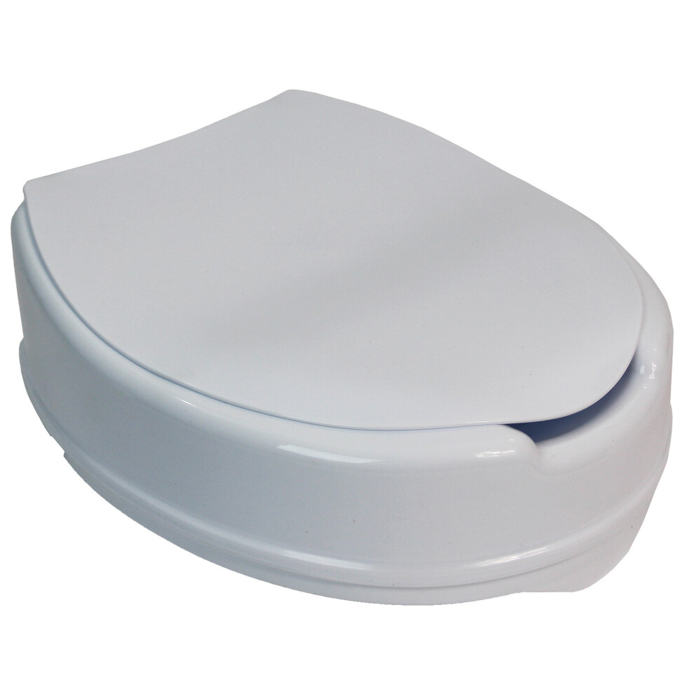 Raised Toilet Seat Aid with Lid 10cm Elevated Strong and Durable