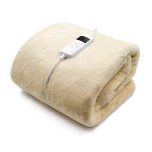 Purus Deluxe Natural Electric Throw Faux Fur Luxurious Heated Double Over Blanket Soft Fleece