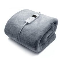 Purus Grey Heated Throw Electric Over Blanket Faux Fur Luxurious 160 x 130cm Soft Fleece Blanket