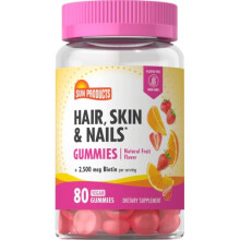 Sundance Vitamins, Haar, Huid & Nagels Gummies, Natuurlijke Fruit, 80 Vegan Gummies