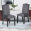 Living And Home Set of 2 Grey Velvet High Back Dining Chairs 2