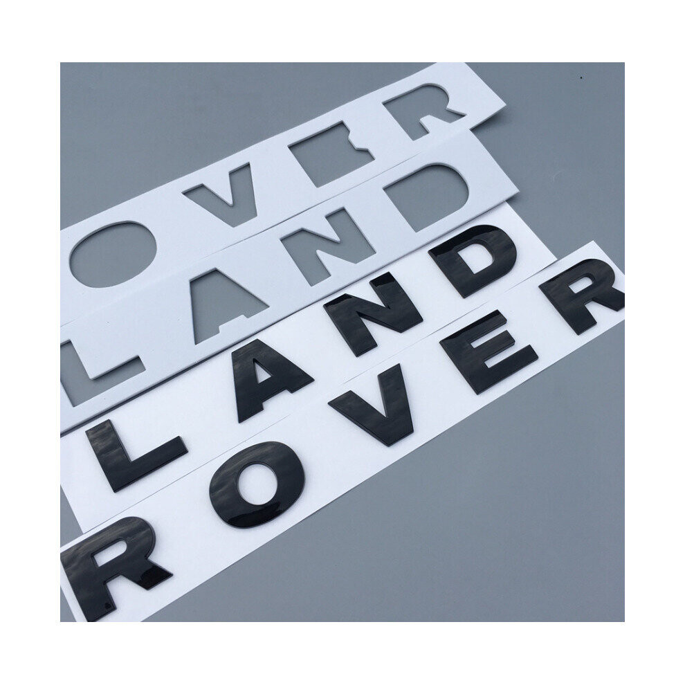 (Gloss Black) Land Rover Letters Hood OR Tailgate Emblem Sticker