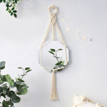 Boho Weave Hanging Wall Mirror For Home Bedroom Deco Tassel Round Macrame Wall Mirrors Tapestry Living Room Decorative