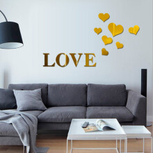DIY love letter heart pattern background decorative mirror crystal wall decoration living room mural wall decoration