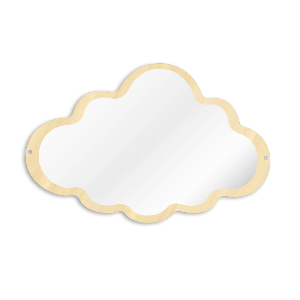 Wooden Engraved Acrylic Cloud Mirror Nursery Kids Room Decor Frameless Children Safety Wall Mirror Hanging Make-Up Mirror Multicoloured