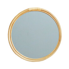 Rattan Circle Wall Mirror 16 Inch Round Dressing Mirror Makeup Mirrors for Entryways Washrooms
