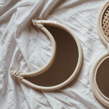Rattan Art Decoration Oval Makeup Mirror Dressing Wall Hanging Mirrors Bedroom Home Decor