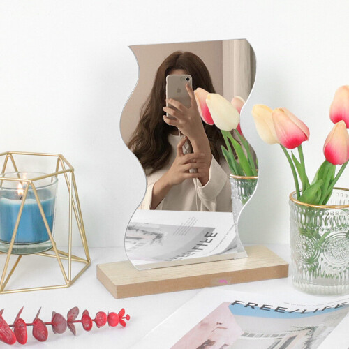 Cosmetic with Korea Mirror Acrylic Irregular Base Moon Cloud Round Table Mirror 2