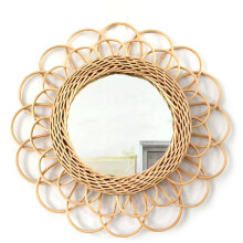 Natural Rattan Innovative Art Decorative Makeup Mirror Dressing Wall Hanging QX2E