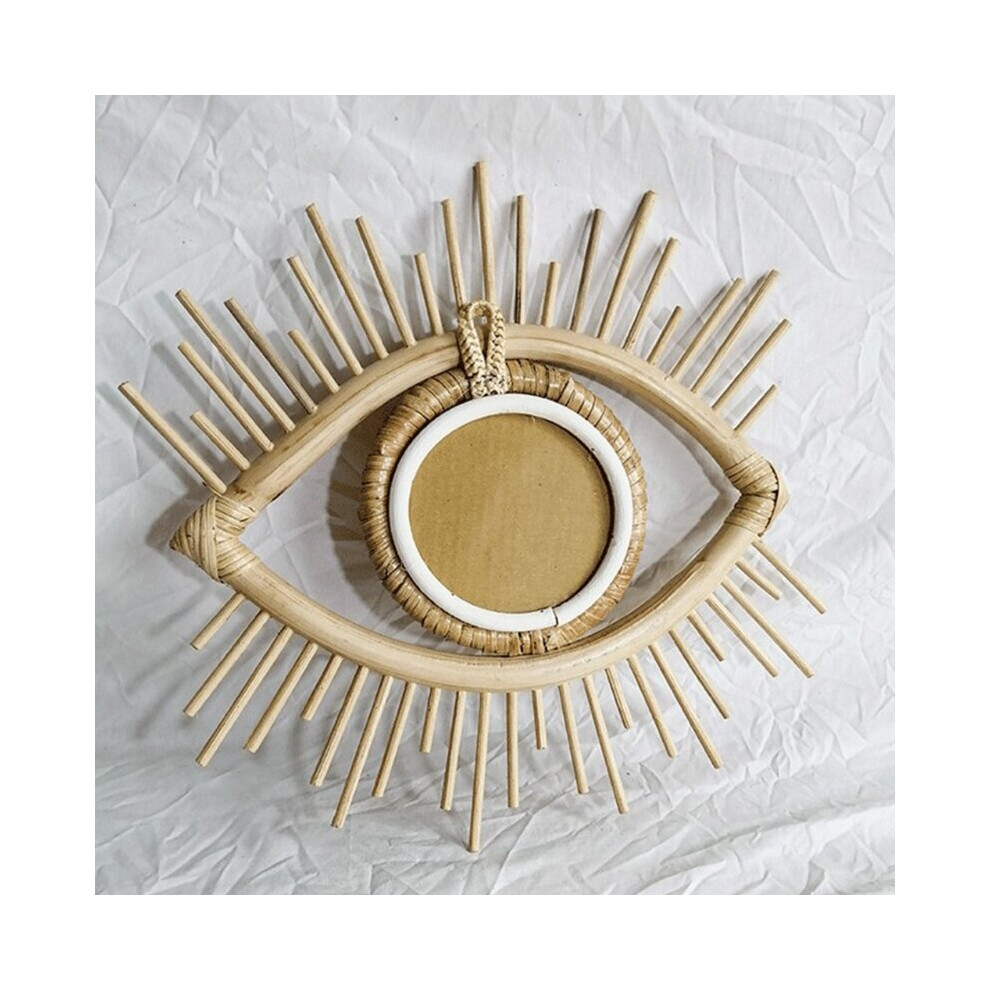 Rattan Innovative Art Decoration Eye Shape Makeup Mirror Dressing Wall Hanging D2TD-image-OPC-PCFV2F6-NEW