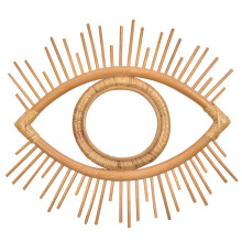 Eye Shape Decor Mirror Frame Rattan Art Decor Makeup Mirror Dressing Bathroom Nordic Wall Hanging Mirror Frame Crafts