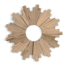 Sun Ring Wooden Mirror Frame Pendant Background Corridor Porch Ornament Mirror Wall Hanging Round Mirror Frame Home Decor