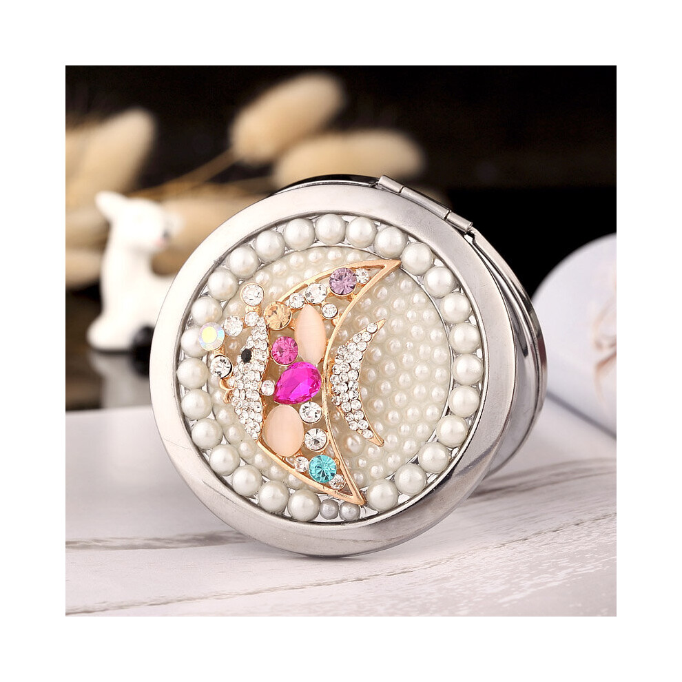 Multicoloured Bling Rhinestone Crystal Goldfish,Mini Beauty Pocket Makeup Compact Mirror,New Year Party Favors Bridesmaid
