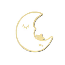 1pc Wooden Acrylic Moon Shape Hanging Mirror Lovely Art Decorative Makeup Dressing Mirror Children Room Home Ornaments Decor