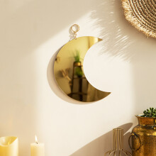 Moon Mirror Acrylic Makeup Mirror Hanging Decorative Mirrors for Wall Bedroom Living Room Bathroom Apartment Home Decor