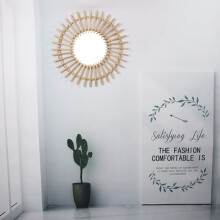 Rattan Innovative Art Decoration Round Makeup Mirror Dressing Bathroom Wall Hanging Mirrors