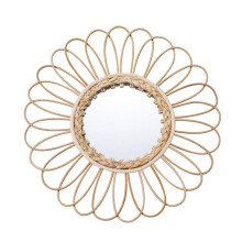 Rattan Innovative Art Decoration Round Makeup Mirror Dressing Bedroom Bathroom Wall Hanging Mirrors Craft Photo Props